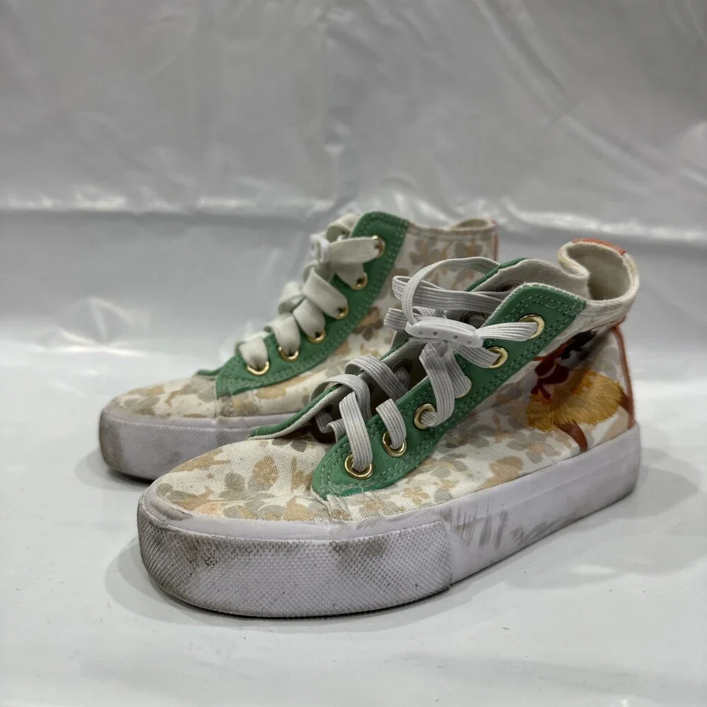Ground Up Moana Sneakers Girls US 12 White Floral Canvas Comfort Shoes EBS2692